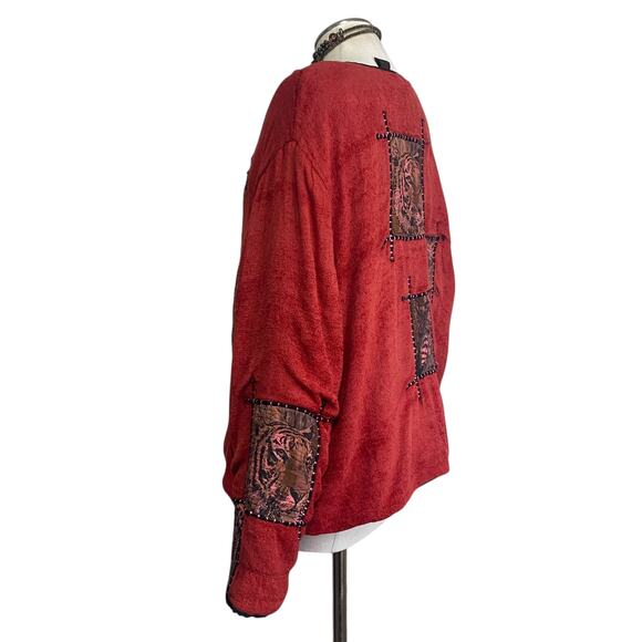 Allure Vtg Patchwork Safari Animal Cute Oversized Jacket Hippie Boho - Picture 3 of 14